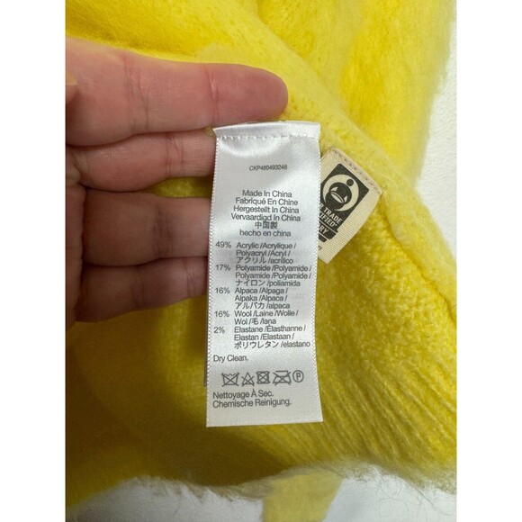 Madewell Size M Brushed V-Neck Sweater Heather Lemon Pullover Alpaca Wool NWT - Picture 10 of 13